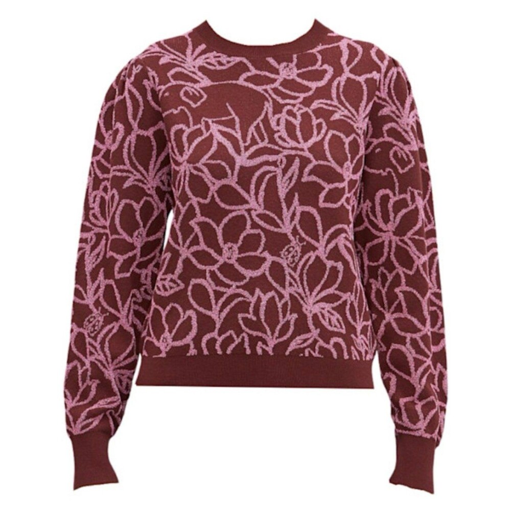 Kate Spade Scribble Flora Metallic Floral Sweater